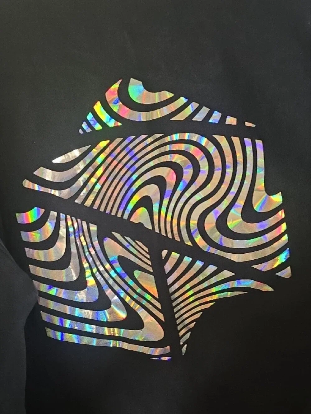 Block Mens Holographic Cube Graphic French Terry Sweatshirt Black Size Medium